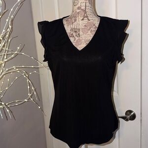 Calvin Klein Women's Black Ruffle Sleeve Blouse
